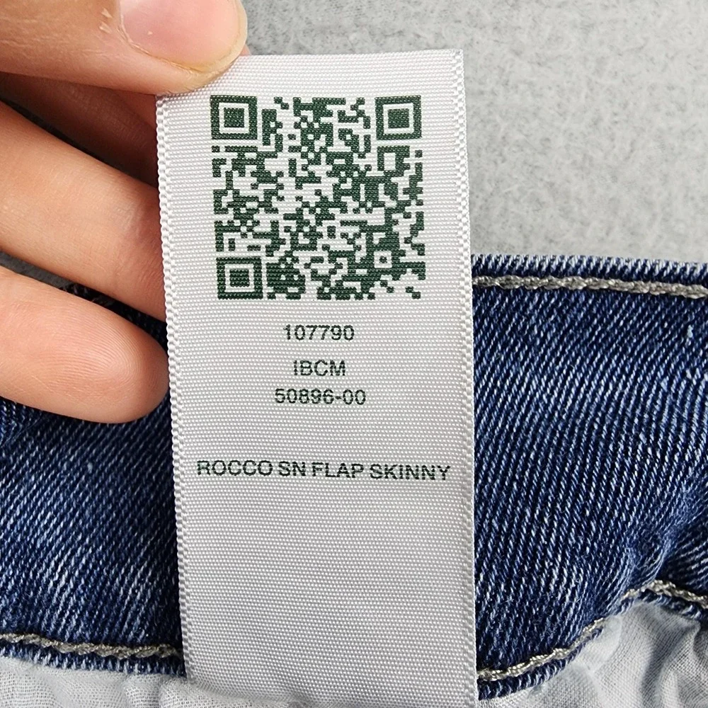 True Religion Rocco SN Flap Skinny Jeans Mens 29x31 Light Wash Distressed Denim
